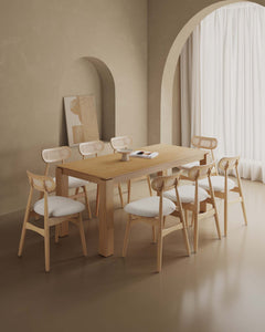 9-Piece Rockaway 70.86 Dining Set in Nature with 8 Colbert Dining Chairs - Ornate Home