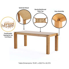 9-Piece Rockaway 70.86 Dining Set in Nature with 8 Paragon 1.0 Dining Chairs - Ornate Home