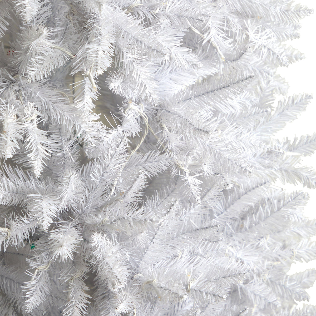 9’ Slim White Artificial Christmas Tree with 600 Warm White LED Lights and 1860 Bendable Branches