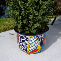 9" x 12.5" Handmade Mexican Talavera Ceramic Planter - Ornate Home