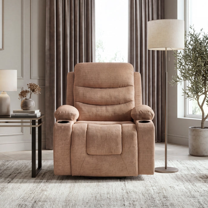 Sereno Black Power Lift Chair With Massage Heat Charging Ports And Cup-holders