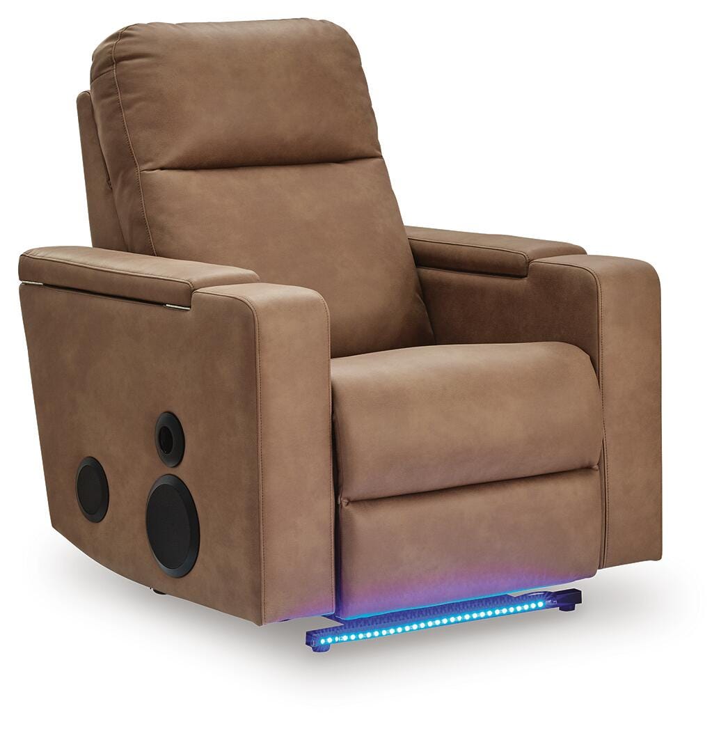 Flinlock Caramel Power Glider Recliner with Audio System