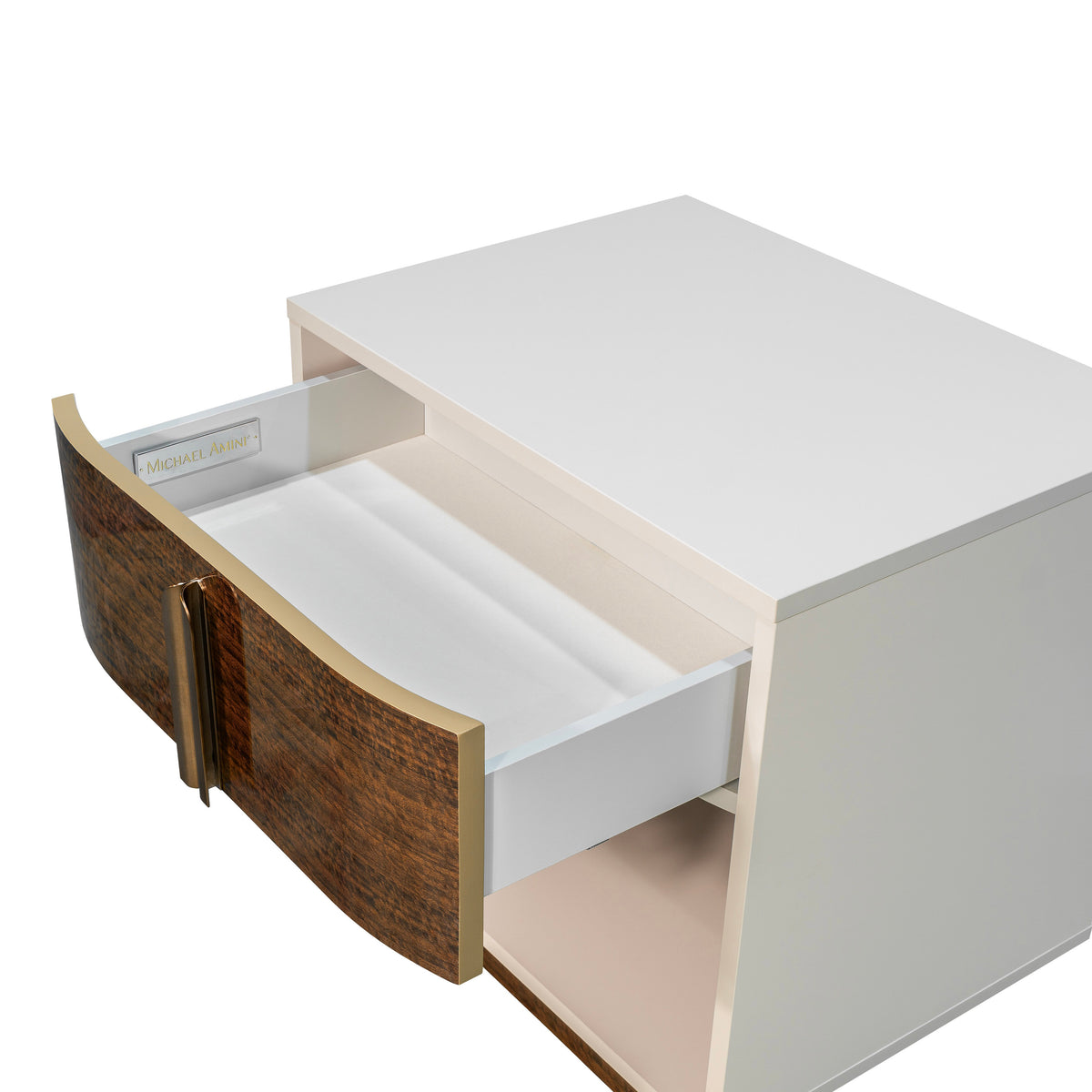 Pavira Walnut 1-Drawer Nightstand with LED Lights
