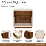 Pavira Walnut 1-Drawer Nightstand with LED Lights