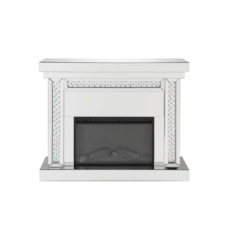Nysa Mirrored & Faux Crystals Fireplace - Ornate Home