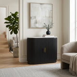 Squabbletown White/Black Fluted 2-Door Cabinet