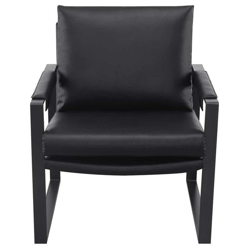 Rosalind Black & Gunmetal Track Arms Accent Chair