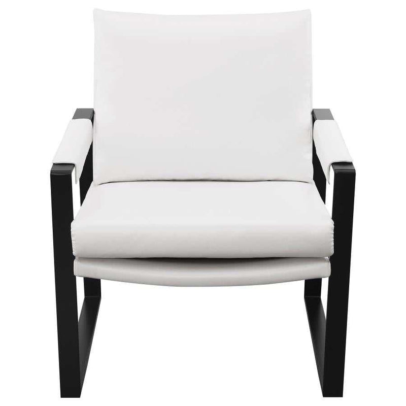 Rosalind White & Gunmetal Track Arms Accent Chair
