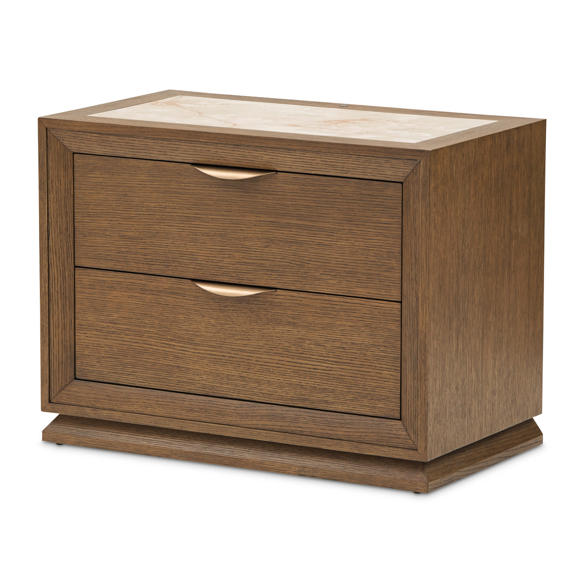 Portrait Sienna Brown 2-Drawer Nightstand with LED Lights