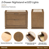 Portrait Sienna Brown 2-Drawer Nightstand with LED Lights