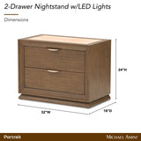 Portrait Sienna Brown 2-Drawer Nightstand with LED Lights