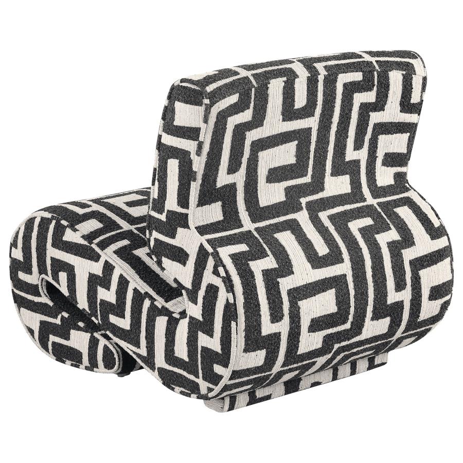 Eimer Black Geometric Jacquard Accent Chair