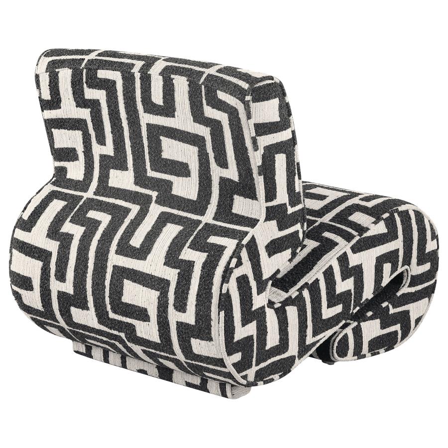 Eimer Black Geometric Jacquard Accent Chair