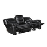 Maverick Black Double Reclining Sofa With Drop-down Cup Holders