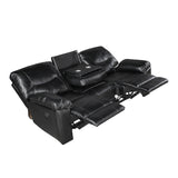Maverick Black Double Reclining Sofa With Drop-down Cup Holders