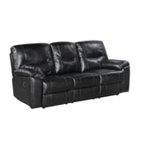 Maverick Black Double Reclining Sofa With Drop-down Cup Holders