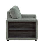 Alcove Green Chair With Pull-out Ottoman Arms With Shelves And Charging Ports
