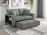 Alcove Green Loveseat With Pull-out Bed Arms With Shelves And Charging Ports