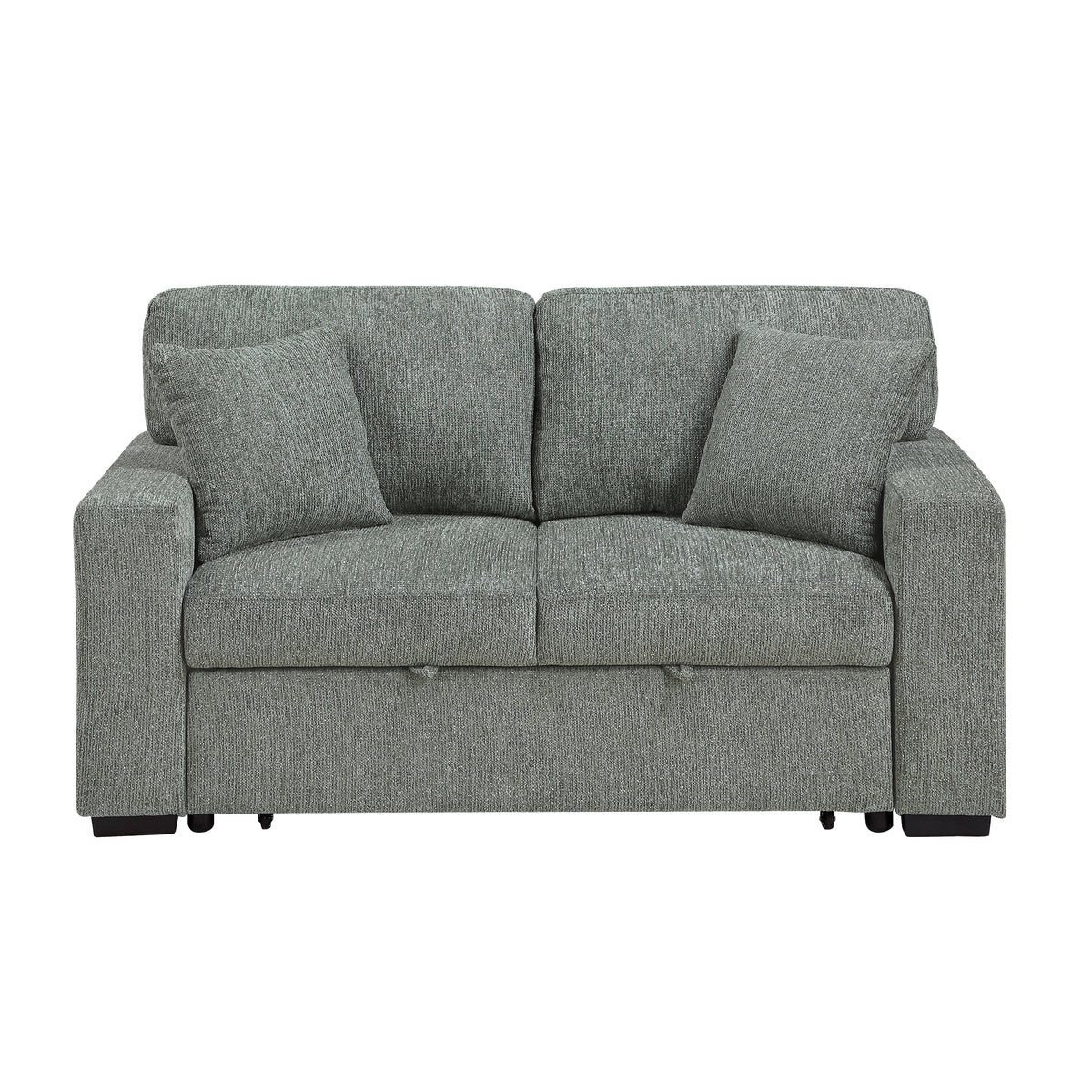 Alcove Green Loveseat With Pull-out Bed Arms With Shelves And Charging Ports