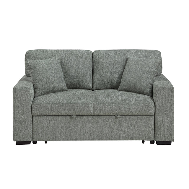 Alcove Green Loveseat With Pull-out Bed Arms With Shelves And Charging Ports