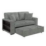 Alcove Green Loveseat With Pull-out Bed Arms With Shelves And Charging Ports