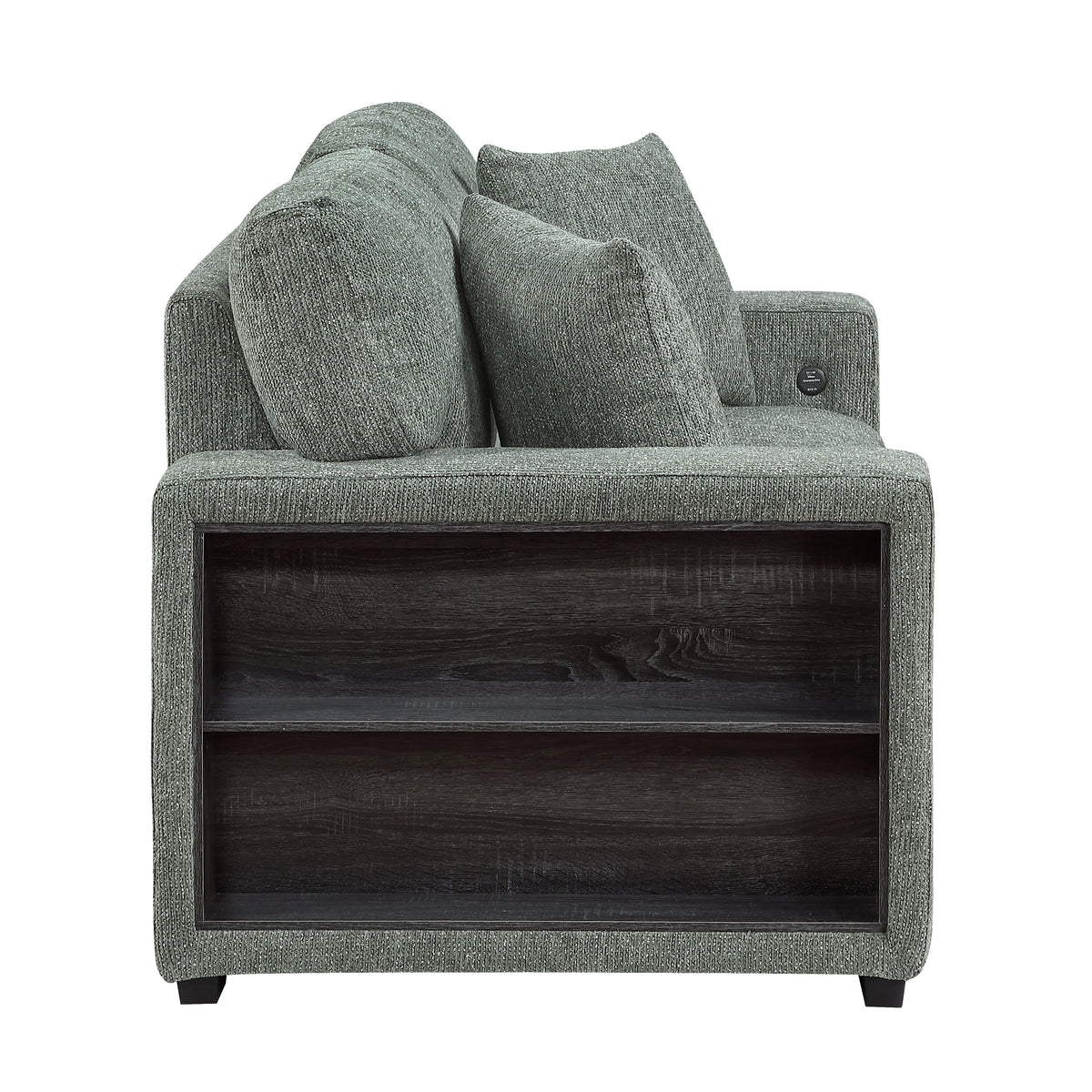 Alcove Green Loveseat With Pull-out Bed Arms With Shelves And Charging Ports