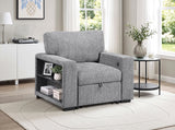 Alcove Gray Chair With Pull-out Ottoman Arms With Shelves And Charging Ports