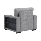 Alcove Gray Chair With Pull-out Ottoman Arms With Shelves And Charging Ports