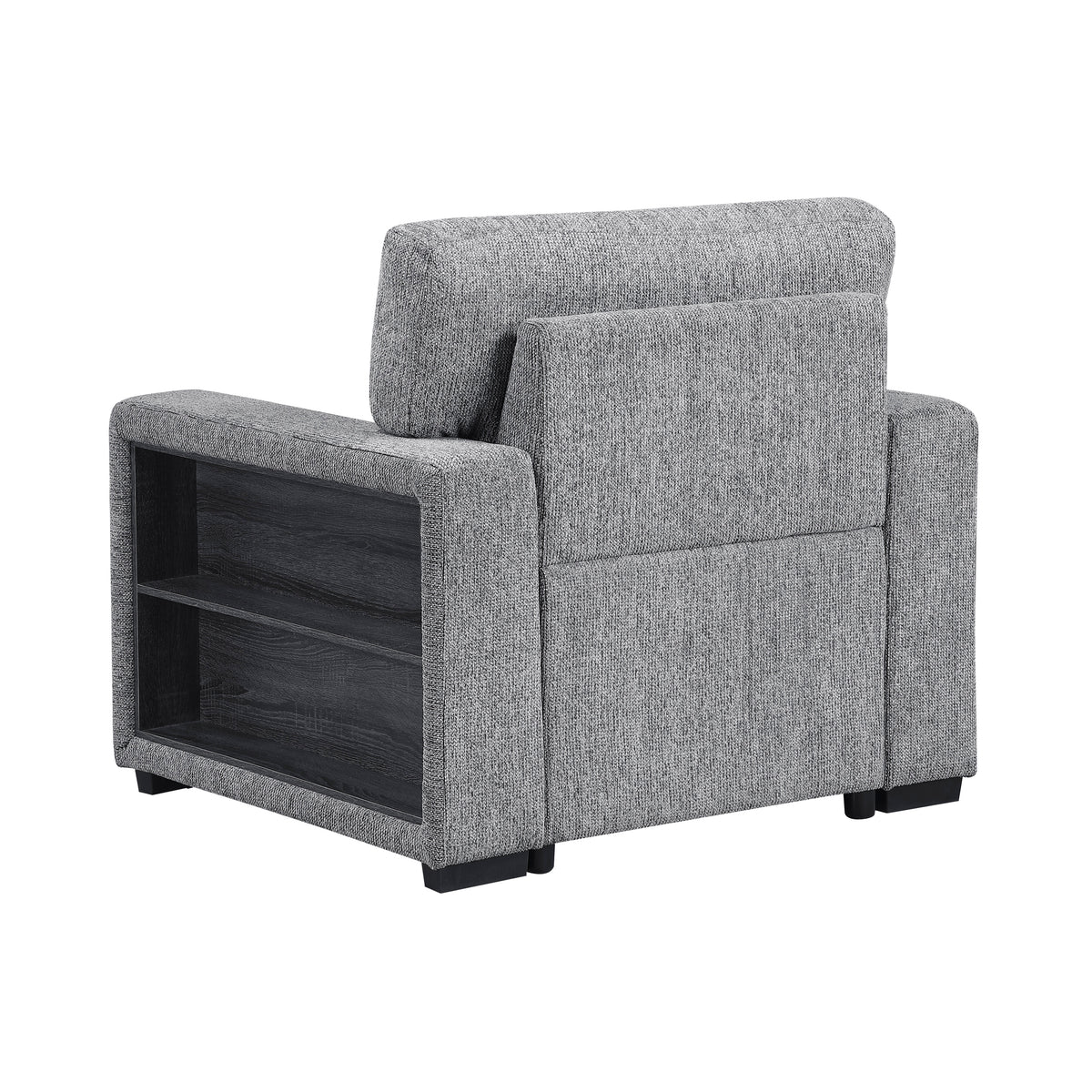 Alcove Gray Chair With Pull-out Ottoman Arms With Shelves And Charging Ports