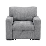 Alcove Gray Chair With Pull-out Ottoman Arms With Shelves And Charging Ports