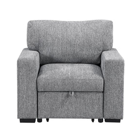 Alcove Gray Chair With Pull-out Ottoman Arms With Shelves And Charging Ports