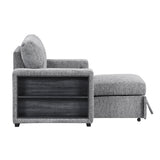 Alcove Gray Chair With Pull-out Ottoman Arms With Shelves And Charging Ports