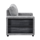 Alcove Gray Chair With Pull-out Ottoman Arms With Shelves And Charging Ports