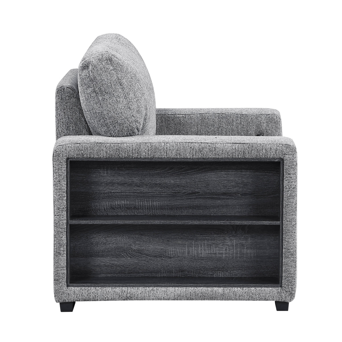 Alcove Gray Chair With Pull-out Ottoman Arms With Shelves And Charging Ports