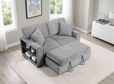 Alcove Gray Loveseat With Pull-out Bed Arms With Shelves And Charging Ports