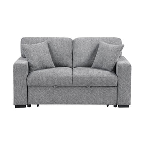 Alcove Gray Loveseat With Pull-out Bed Arms With Shelves And Charging Ports