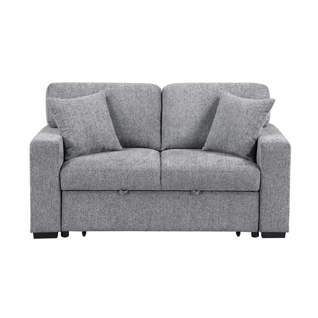 Alcove Gray Loveseat With Pull-out Bed Arms With Shelves And Charging Ports
