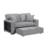 Alcove Gray Loveseat With Pull-out Bed Arms With Shelves And Charging Ports