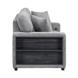 Alcove Gray Loveseat With Pull-out Bed Arms With Shelves And Charging Ports