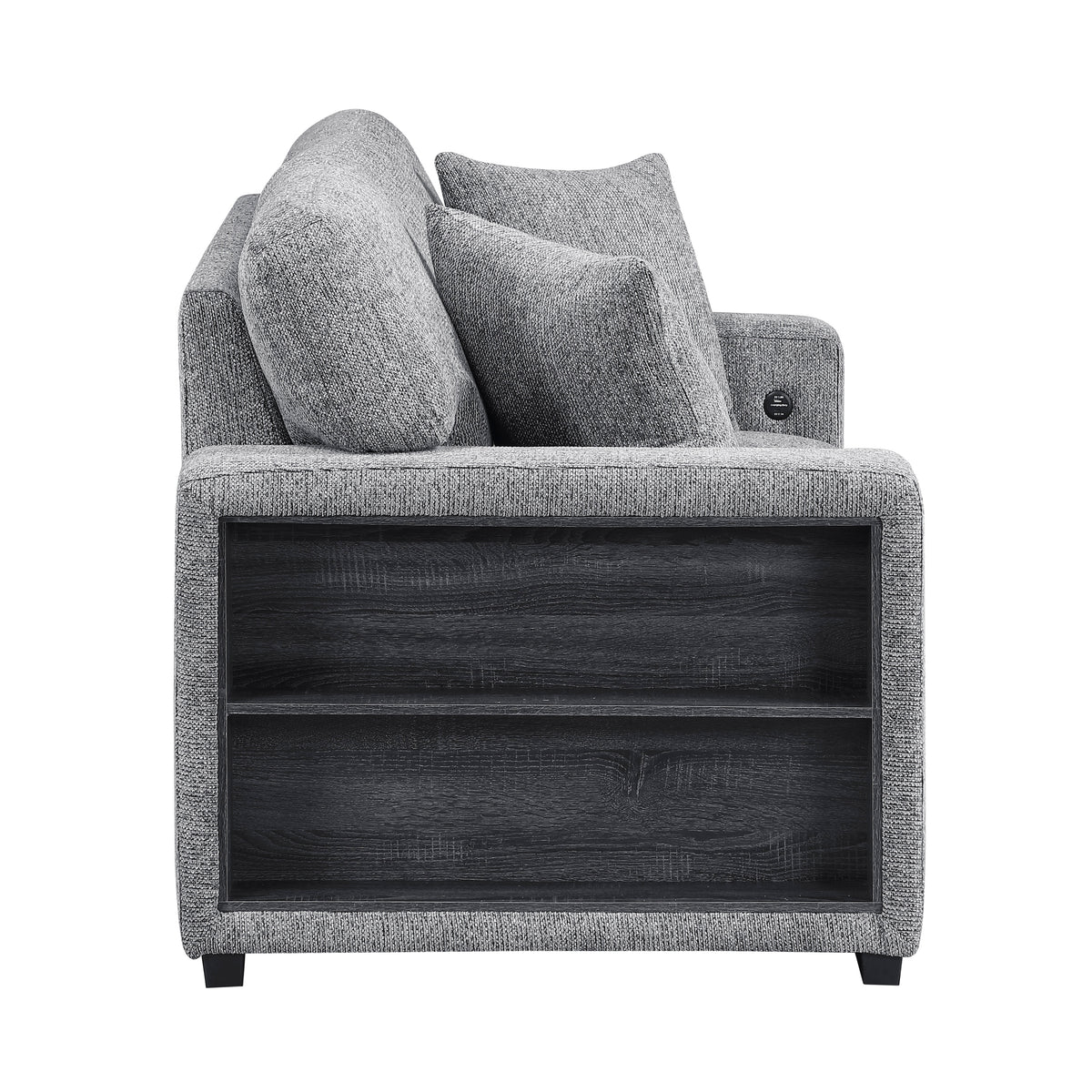 Alcove Gray Loveseat With Pull-out Bed Arms With Shelves And Charging Ports