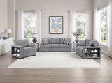 Alcove Gray Loveseat With Pull-out Bed Arms With Shelves And Charging Ports