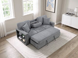 Alcove Gray Sofa With Pull-out Bed Center Drop-down Cup Holders Arms With Shelves And Charging Ports