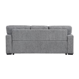 Alcove Gray Sofa With Pull-out Bed Center Drop-down Cup Holders Arms With Shelves And Charging Ports
