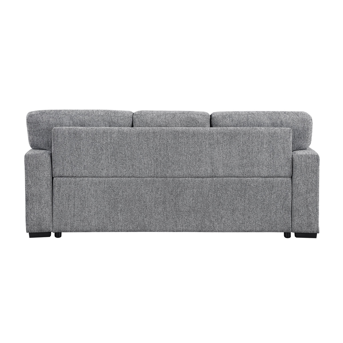 Alcove Gray Sofa With Pull-out Bed Center Drop-down Cup Holders Arms With Shelves And Charging Ports