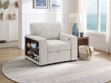 Alcove Silver Chair With Pull-out Ottoman Arms With Shelves And Charging Ports