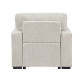 Alcove Silver Chair With Pull-out Ottoman Arms With Shelves And Charging Ports
