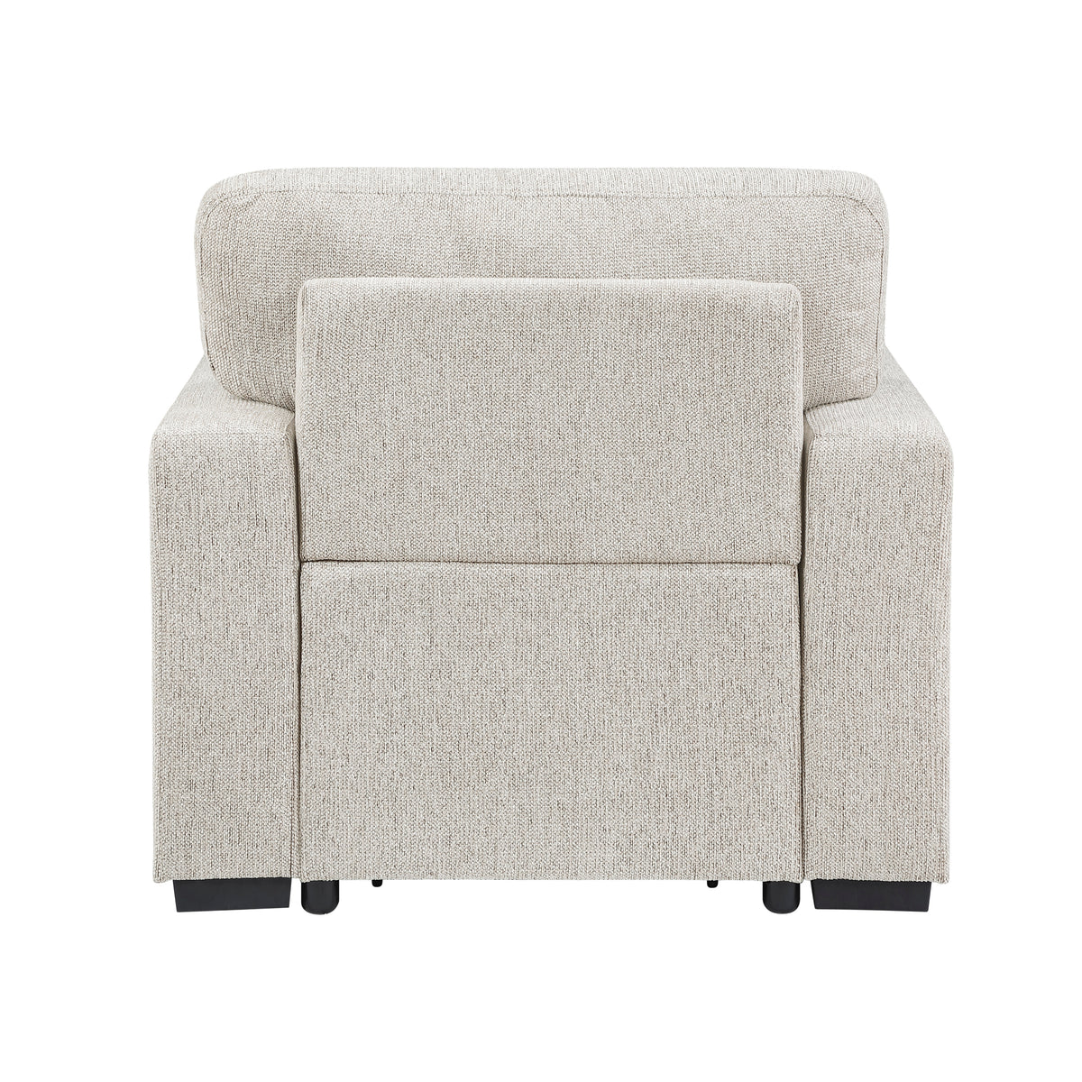 Alcove Silver Chair With Pull-out Ottoman Arms With Shelves And Charging Ports