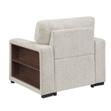 Alcove Silver Chair With Pull-out Ottoman Arms With Shelves And Charging Ports