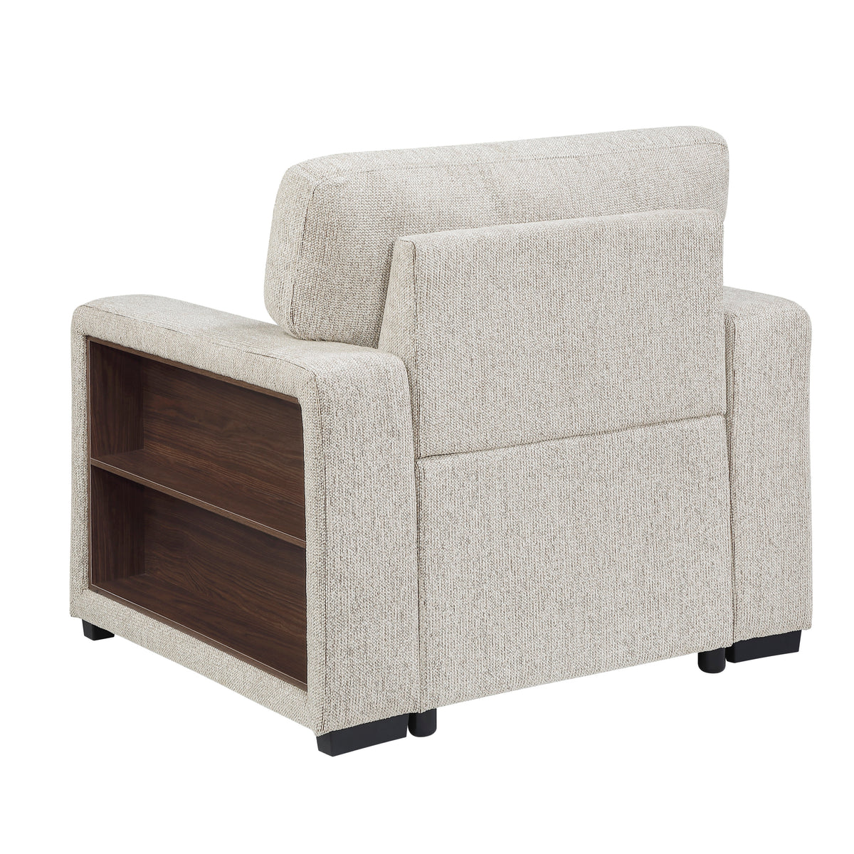 Alcove Silver Chair With Pull-out Ottoman Arms With Shelves And Charging Ports