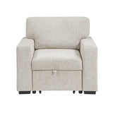 Alcove Silver Chair With Pull-out Ottoman Arms With Shelves And Charging Ports